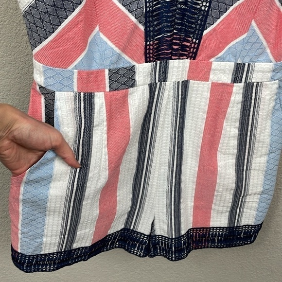 NWT Adelyn Rae Striped Cotton Summer Romper Casual Vacation Sz L - Picture 4 of 11